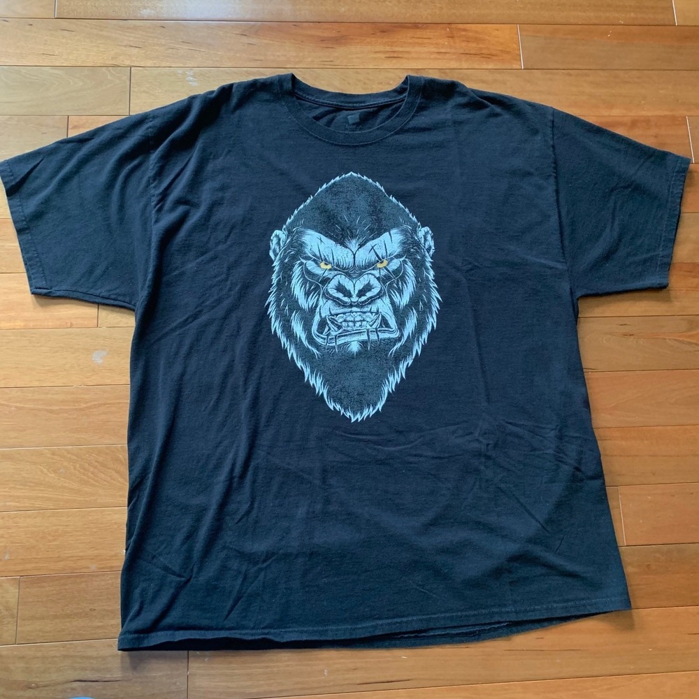 Hanes Mens 2XL Black Gorilla King Graphic T Shirt ComfortSoft Heavyweight - Picture 3 of 9